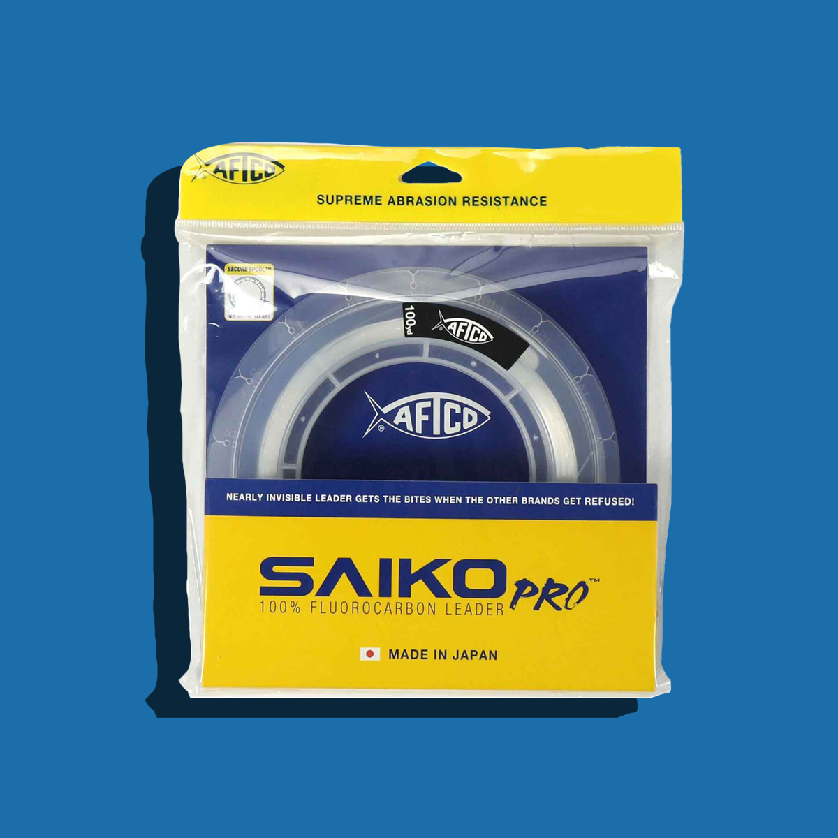 AFTCO Saiko Pro 100% Fluorocarbon Leader, 100 Yard / Clear / 60
