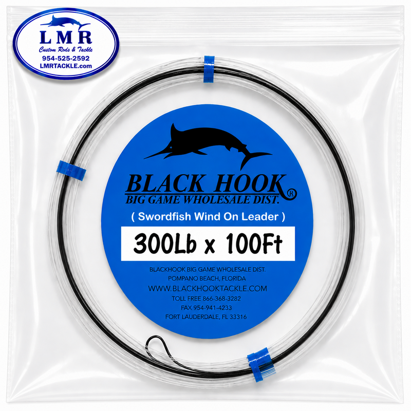 Load image into Gallery viewer, black-hook-300lb-100ft-swordfish-wind-on-leader-lmr-tackle.webp
