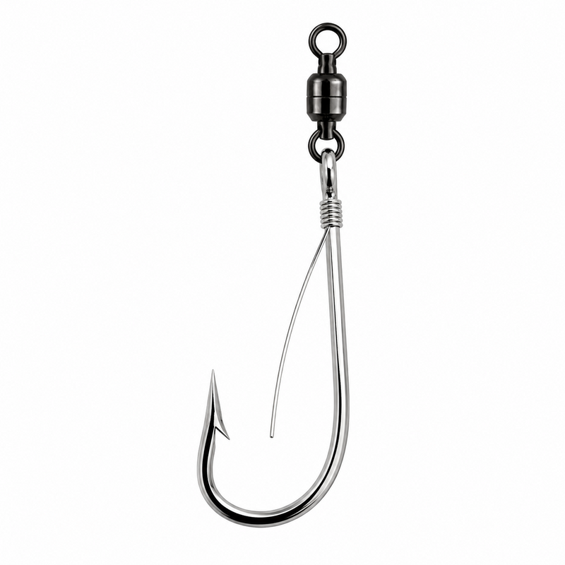 Load image into Gallery viewer, Limerick 12/0 strip hook with ball bearing swivel and monel pin-rig for offshore trolling
