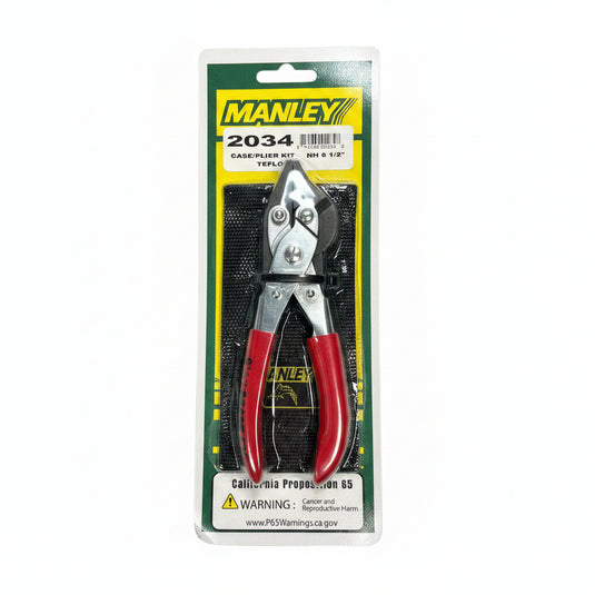 Manley 2034 Case Pump Snips in their original retail packaging, featuring red handles and silver metal blades.