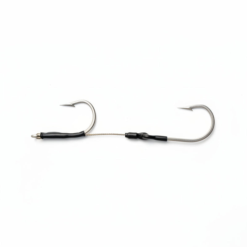 Load image into Gallery viewer, Wahoo Inline Hookset - Two 10/0 Mustad 7732 Stainless Steel Hooks on 900lb Cable - LMR Tackle
