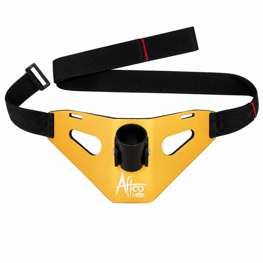 AFTCO Arena Fighting Belt in gold with black straps for offshore fishing