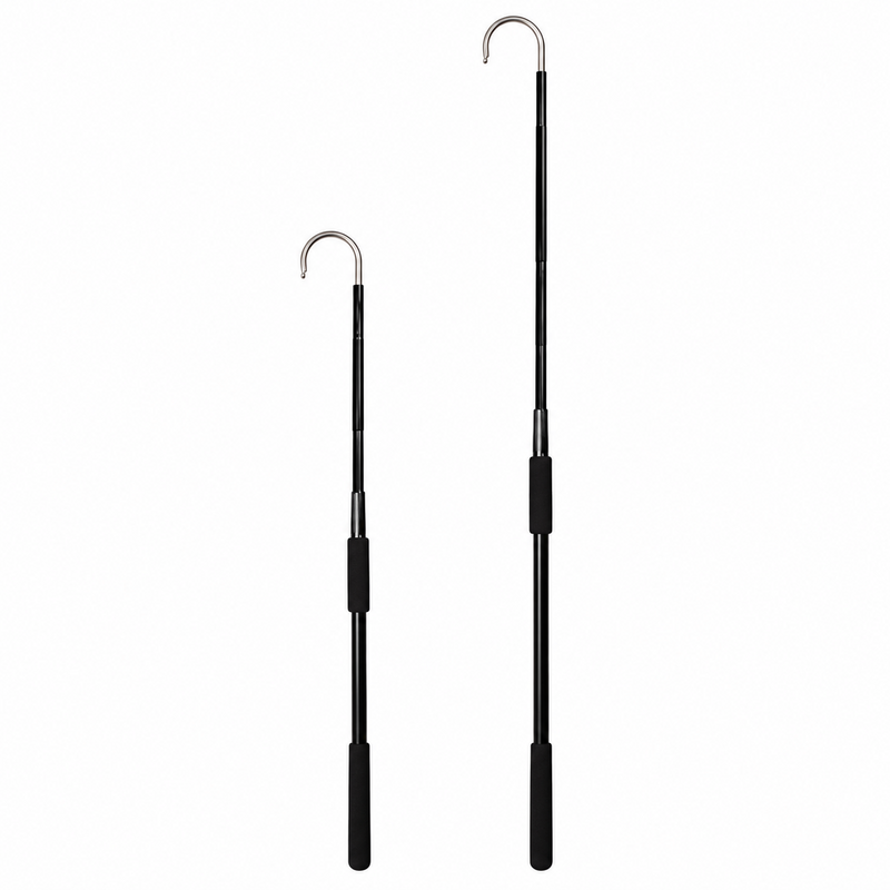 Load image into Gallery viewer, AFTCO Fixed Gaffs in two sizes with black shafts, black grips and stainless steel hooks
