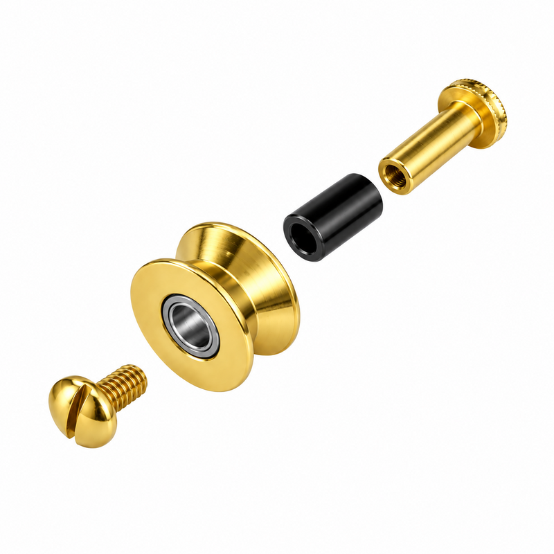 Load image into Gallery viewer, AFTCO gold roller guide replacement assembly with roller and hardware
