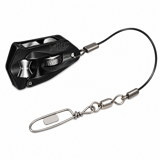 AFTCO release clip assembly with black clip, coated cable, swivel and stainless steel snap