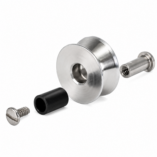 AFTCO STOPA1CRM Swivel Top Roller Replacement Assembly in chrome with roller, bushing, pin and screw