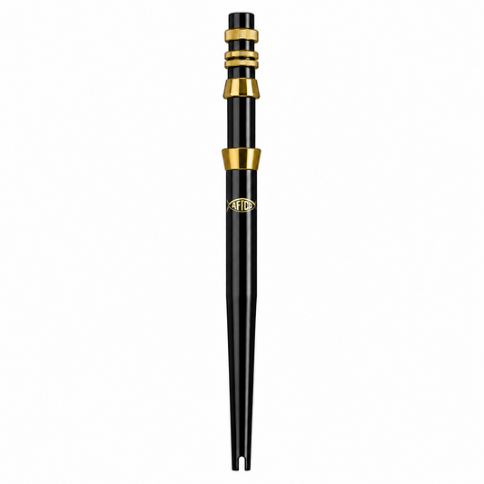 AFTCO Unibutt Rod Butt in black with gold hardware for offshore fishing rods