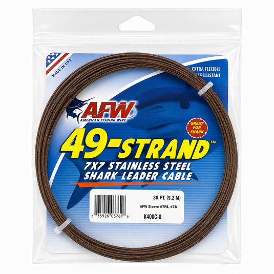AFW 49-Strand 7x7 Stainless Steel Shark Leader Cable 30 ft