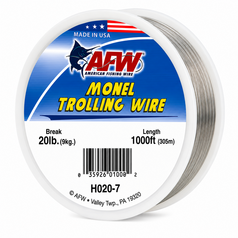 Load image into Gallery viewer, AFW Monel Trolling Wire 20 lb 1000 ft spool
