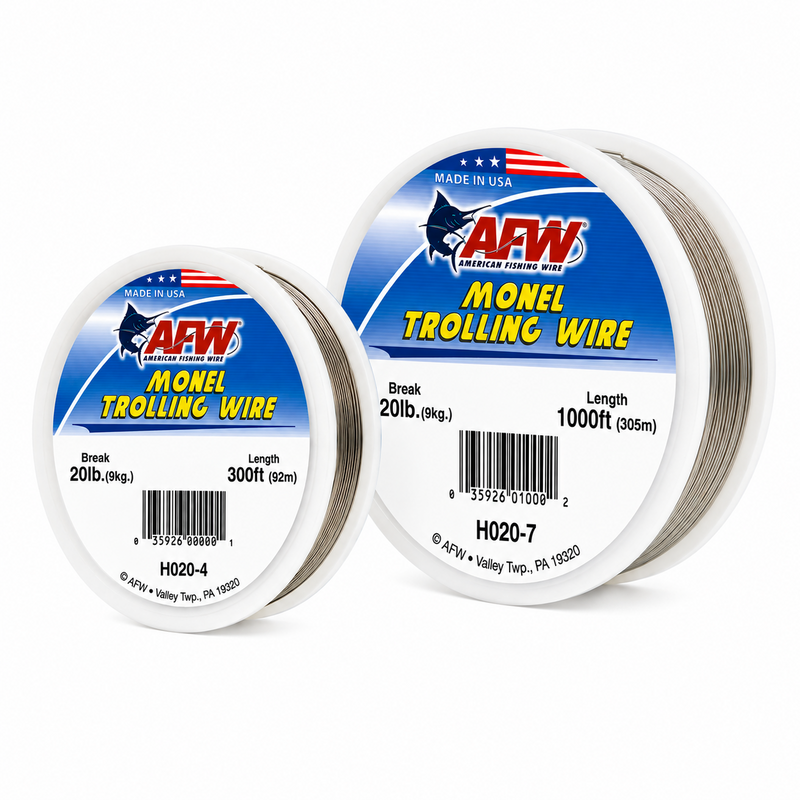 Load image into Gallery viewer, AFW Monel Trolling Wire 20 lb spools in 300 ft and 1000 ft lengths
