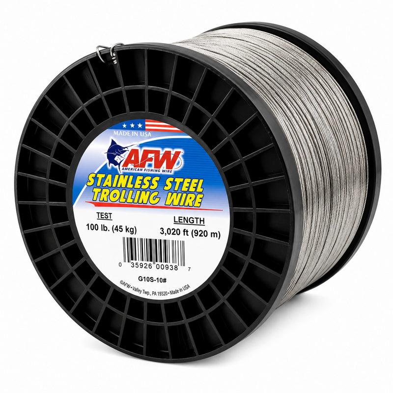 Load image into Gallery viewer, AFW Stainless Steel Trolling Wire 100 lb 3020 ft spool
