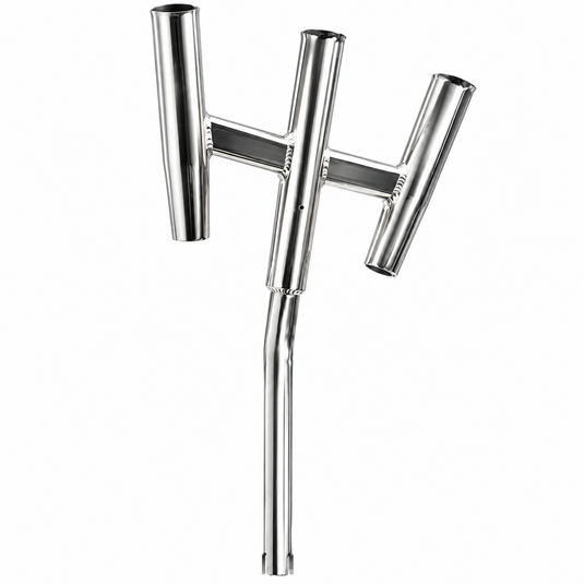 Aluminum angled triple rod holder for offshore fishing