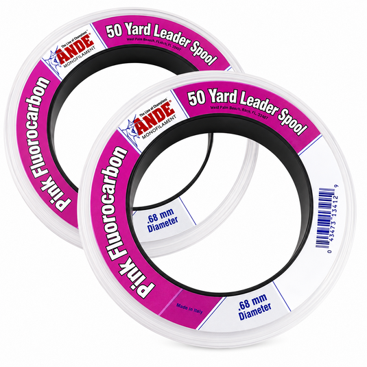 ANDE Pink Fluorocarbon 50 Yard Leader Spools for saltwater fishing