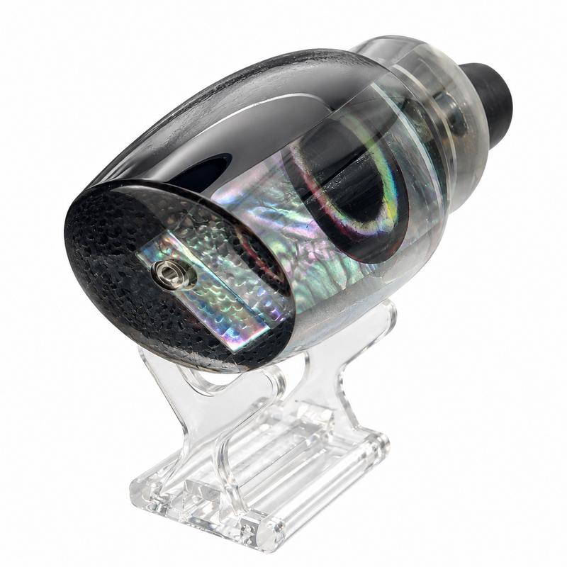 Load image into Gallery viewer, Andy’s Boy L Black Back / Light Smoke Bottom with White MOP insert front angle view
