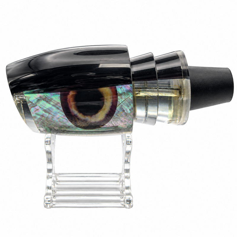 Load image into Gallery viewer, Andy’s Boy L Black Back / Light Smoke Bottom with White MOP insert side view
