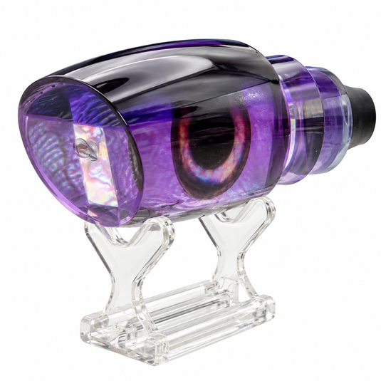 Andy’s Boy L Dark Purple/Black Back / Neon Purple Bottom with White MOP insert front angle view