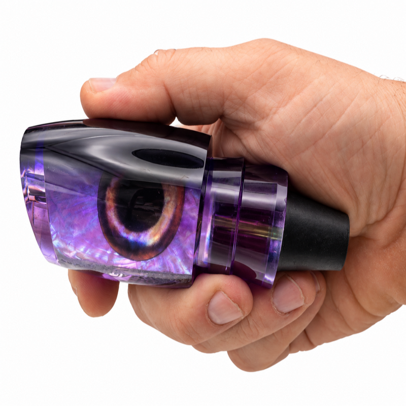 Load image into Gallery viewer, Andy’s Boy L – Dark Purple/Black Back / Neon Purple Bottom – White MOP
