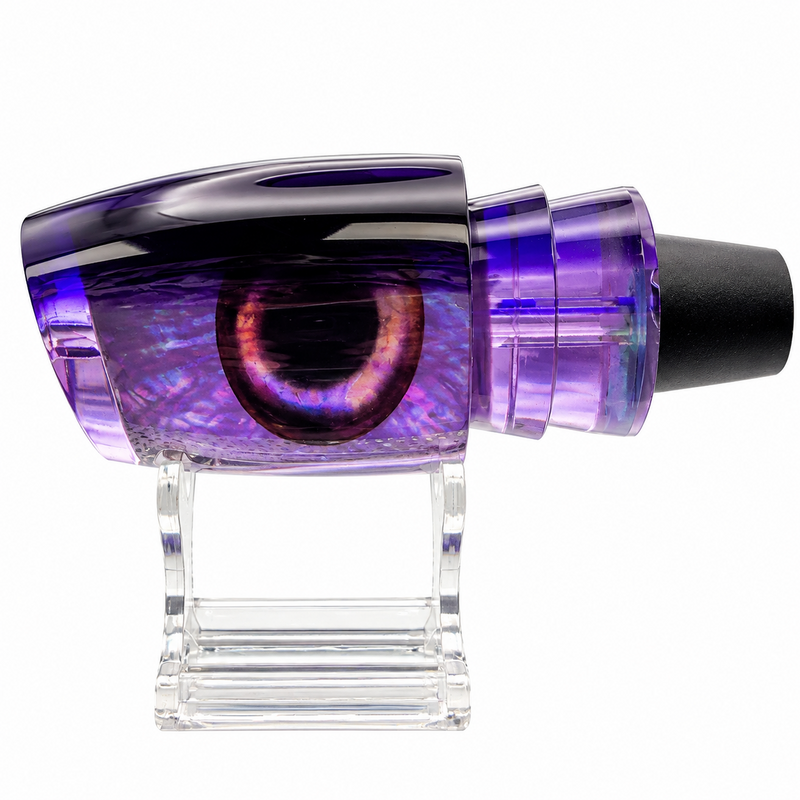 Load image into Gallery viewer, Andy’s Boy L Dark Purple/Black Back / Neon Purple Bottom with White MOP insert side view
