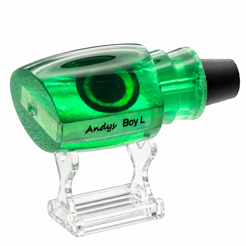 Load image into Gallery viewer, Andy’s Boy L Green Back / Neon Green Bottom with White MOP insert angled view
