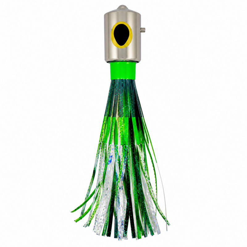 Load image into Gallery viewer, Ballyhood Cowbell Trolling Lure Black Green - Offshore Fishing Lure
