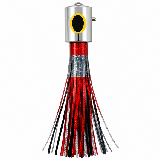 Ballyhood Cowbell Trolling Lure Red Black and Silver - Offshore Fishing Lure