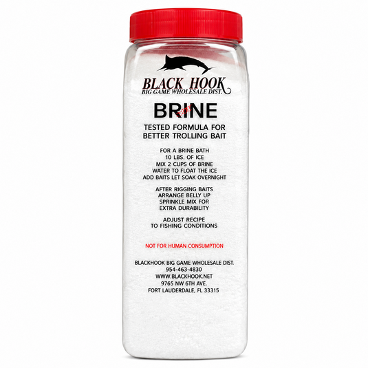 Black Hook Brine formula for preparing and toughening trolling bait