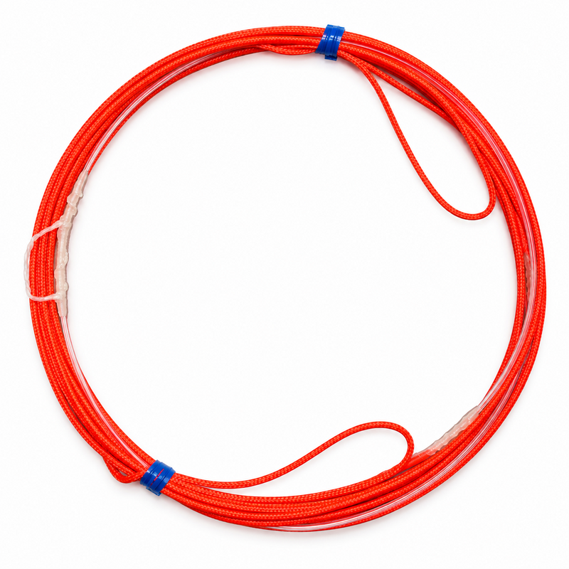 Load image into Gallery viewer, Black Hook Buoy Wind-On Leader with orange braided line for offshore fishing
