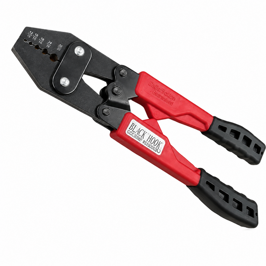Black Hook heavy duty crimping tool with red and black handles