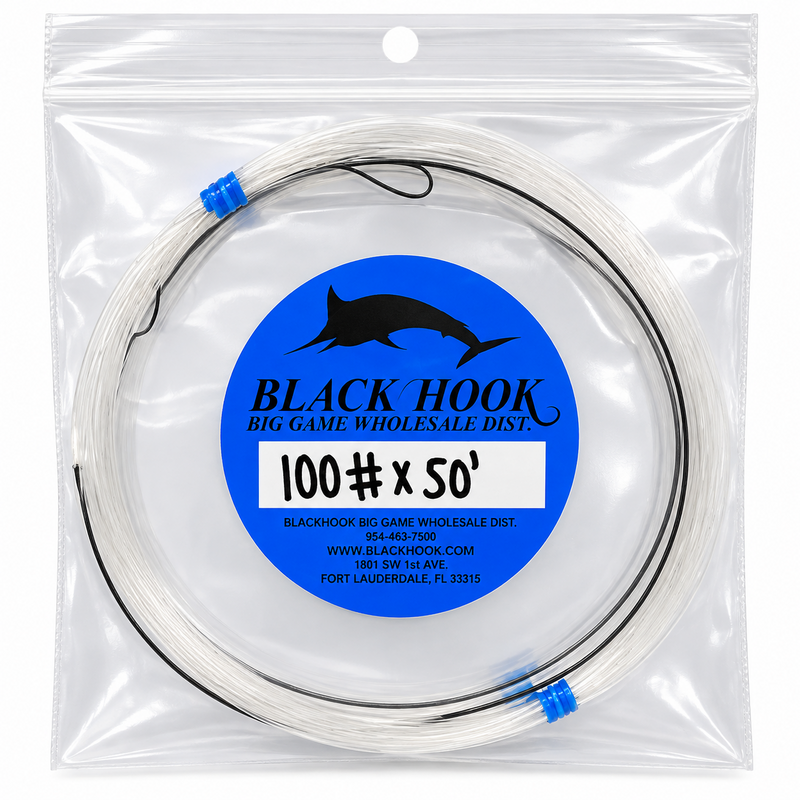 Load image into Gallery viewer, Black Hook Vertical Jigging Wind-On Leader 50 ft in 100 lb test
