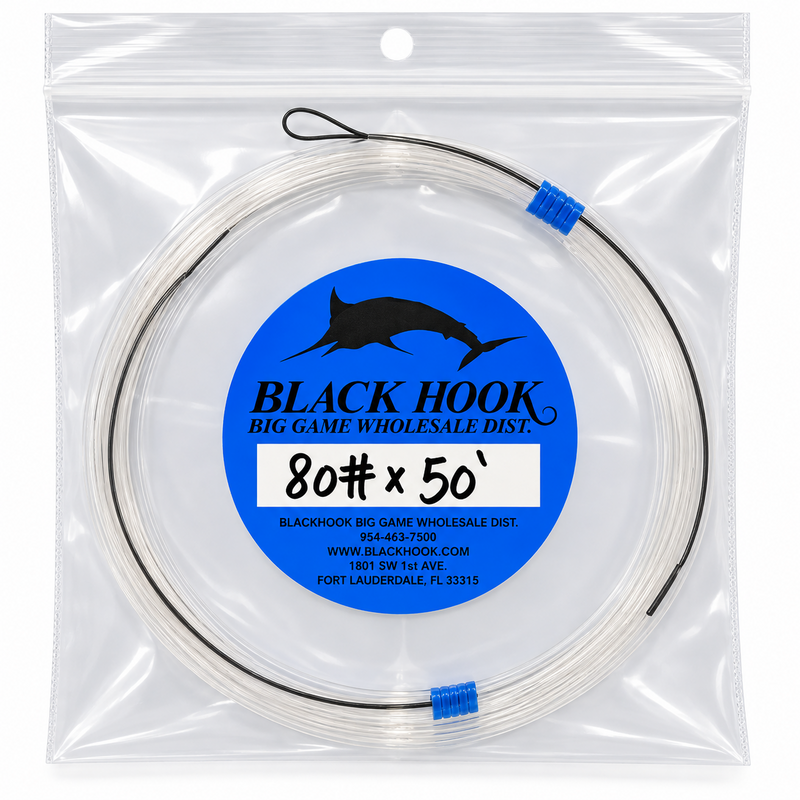 Load image into Gallery viewer, Black Hook Vertical Jigging Wind-On Leader 50 ft in 80 lb test
