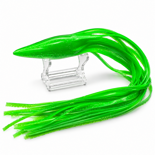 Blue Ocean 13 neon green replacement lure skirt with silver glitter