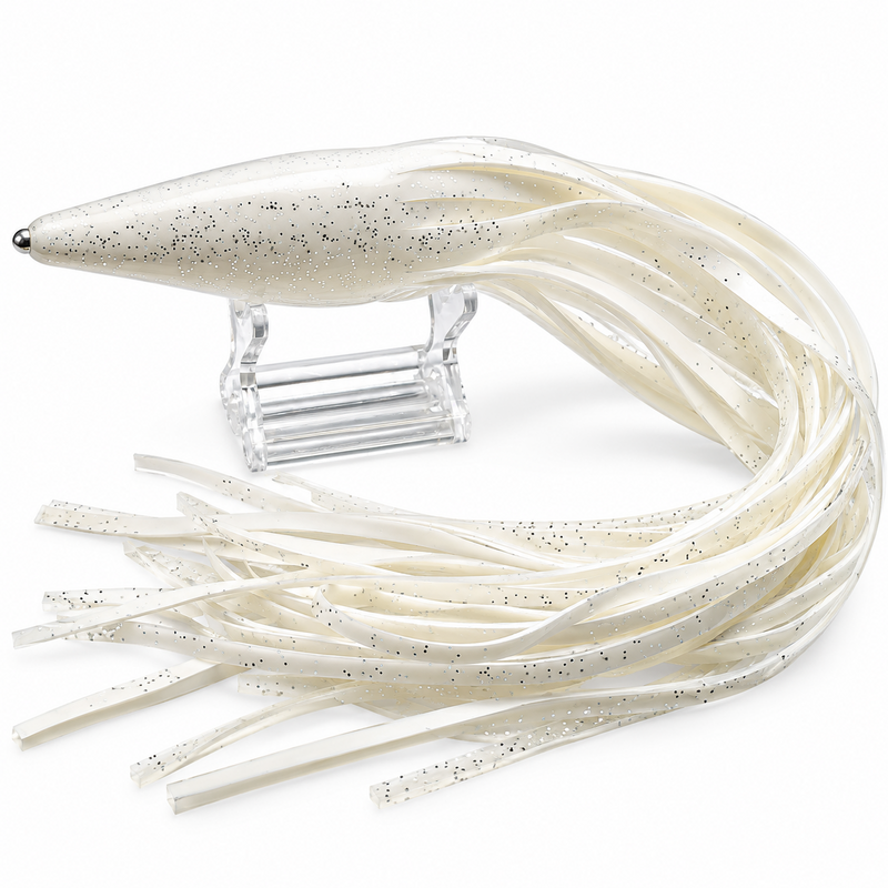 Load image into Gallery viewer, Blue Ocean 23A white with silver speck replacement lure skirt
