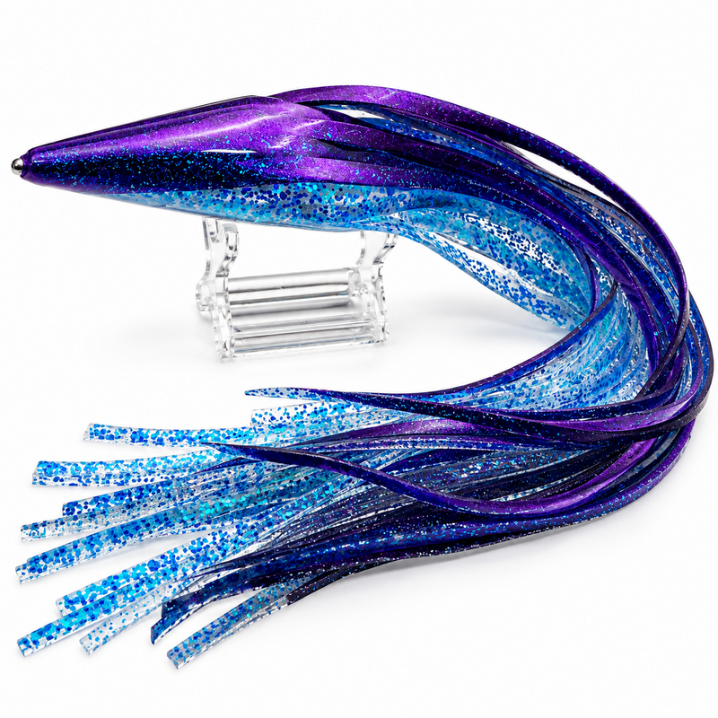 Load image into Gallery viewer, Blue Ocean 3934 purple silver glitter and ice blue glitter replacement lure skirt
