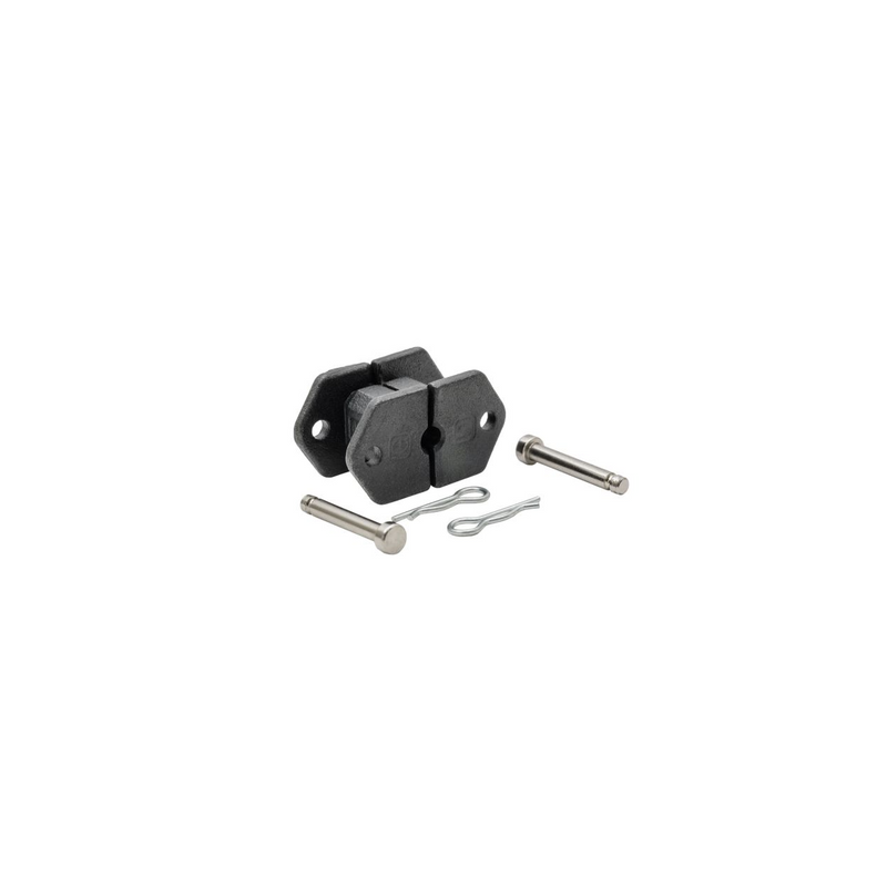 Load image into Gallery viewer, Centro CT-1000 bench crimping tool replacement die set with black crimping dies, two metal pins, and cotter clips for fishing rigging applications.
