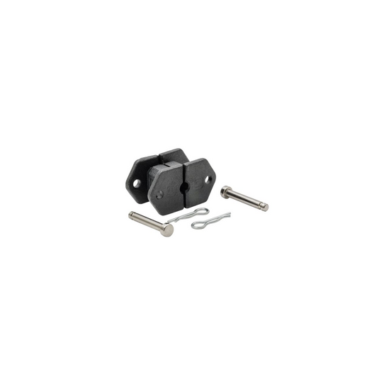 Centro CT-1000 bench crimping tool replacement die set with black crimping dies, two metal pins, and cotter clips for fishing rigging applications.