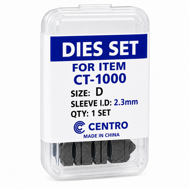 Load image into Gallery viewer, Centro CT-1000 Size D 2.3mm sleeve ID replacement die set for bench crimping tool

