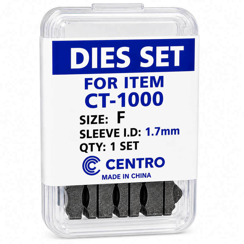 Load image into Gallery viewer, Centro CT-1000 Size F 1.7mm sleeve ID replacement die set for bench crimping tool
