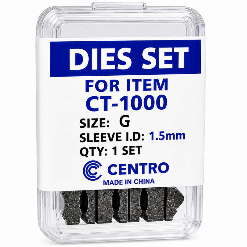 Load image into Gallery viewer, Centro CT-1000 Size G 1.5mm sleeve ID replacement die set for bench crimping tool
