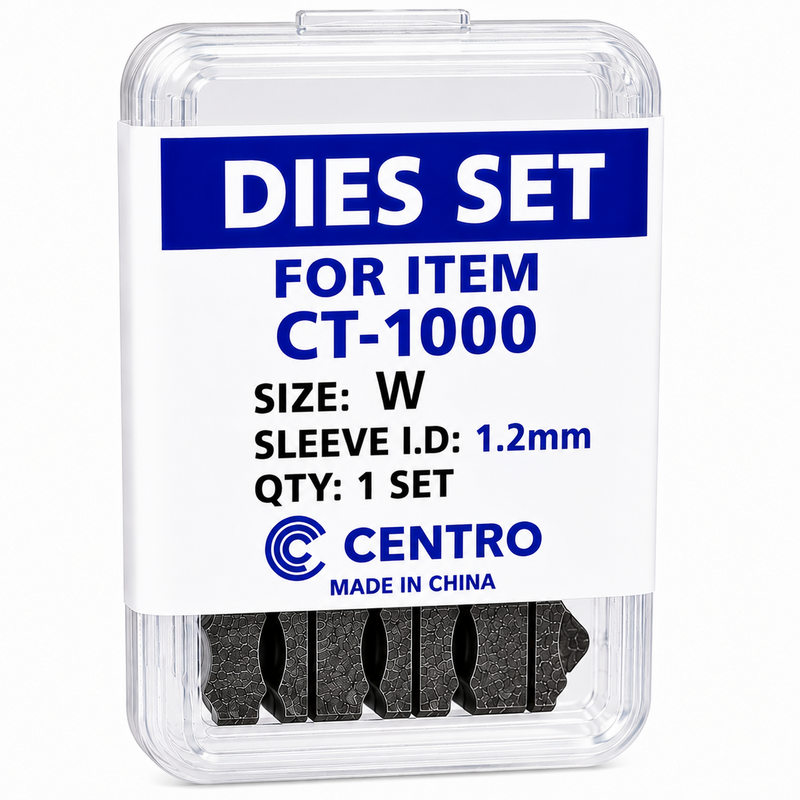 Load image into Gallery viewer, Centro CT-1000 Size W 1.2mm sleeve ID replacement die set for bench crimping tool
