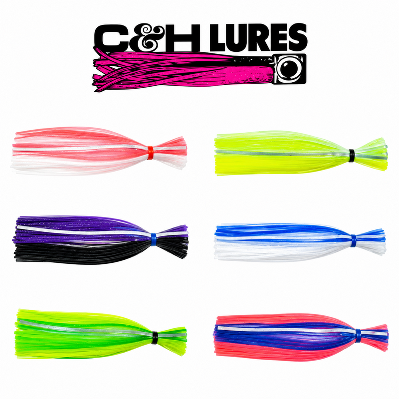Load image into Gallery viewer, C&amp;H Lures trolling lure skirts in assorted colors

