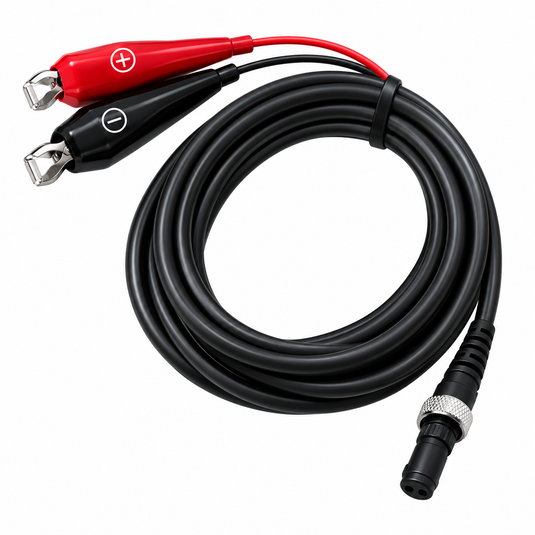 Daiwa Tanacom electric reel power cord with red and black battery clips