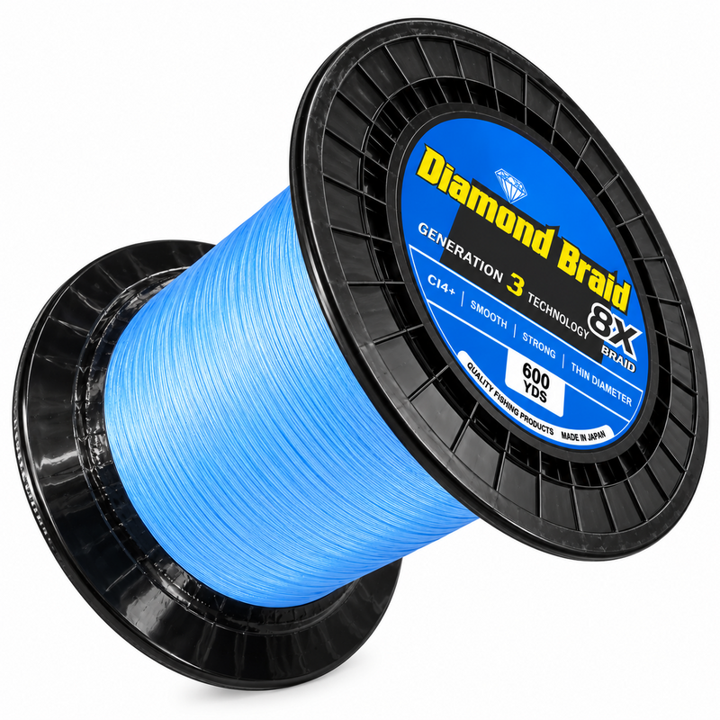 Load image into Gallery viewer, Diamond Braid 8X blue braided fishing line 600 yard spool
