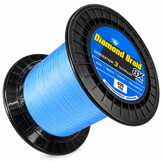Diamond Braid 8X blue braided fishing line 600 yard spool