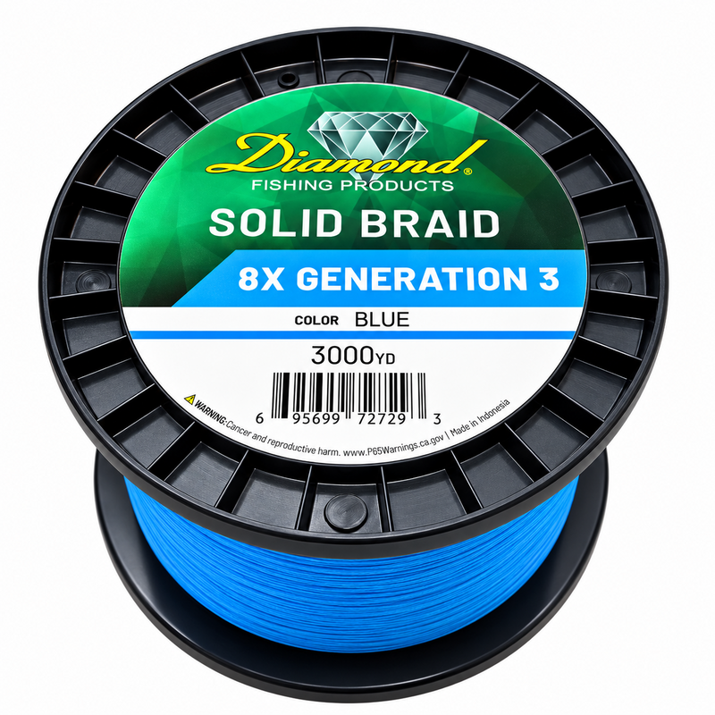 Load image into Gallery viewer, Diamond Braid 8X Generation 3 solid braid blue 3000 yard spool
