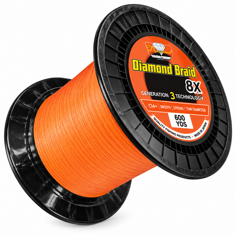Load image into Gallery viewer, Diamond Braid 8X orange braided fishing line 600 yard spool
