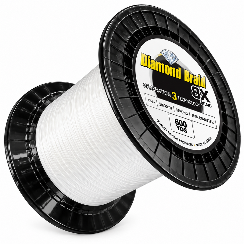 Load image into Gallery viewer, Diamond Braid 8X white braided fishing line 600 yard spool
