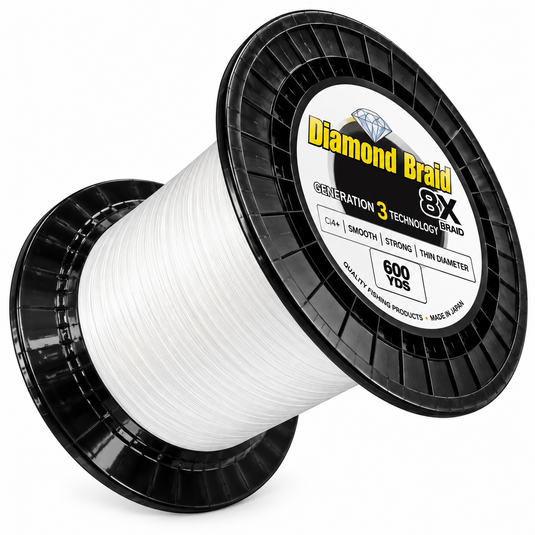 Diamond Braid 8X white braided fishing line 600 yard spool