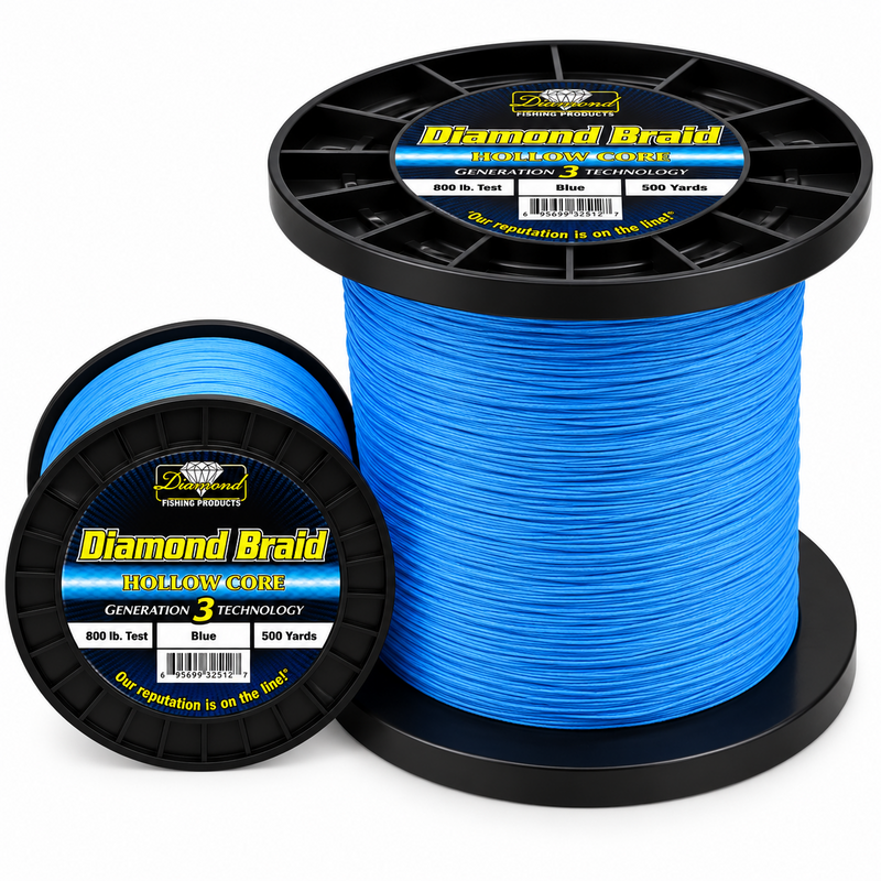 Load image into Gallery viewer, Diamond Generation 3 Hollow Core Braid blue 800 lb 500 yard spool
