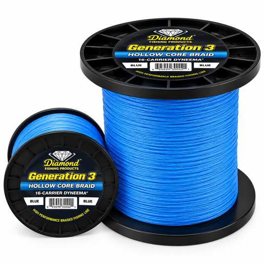 Diamond Generation 3 Hollow Core Braid 16-carrier Dyneema blue fishing line