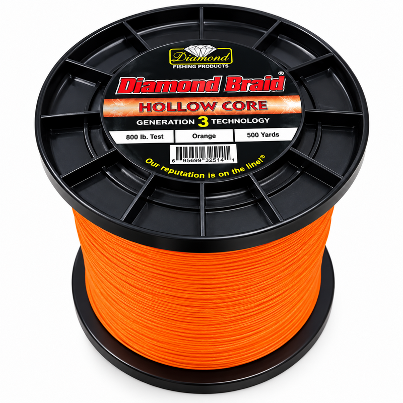 Load image into Gallery viewer, Diamond Generation 3 Hollow Core Braid orange 800 lb 500 yard spool
